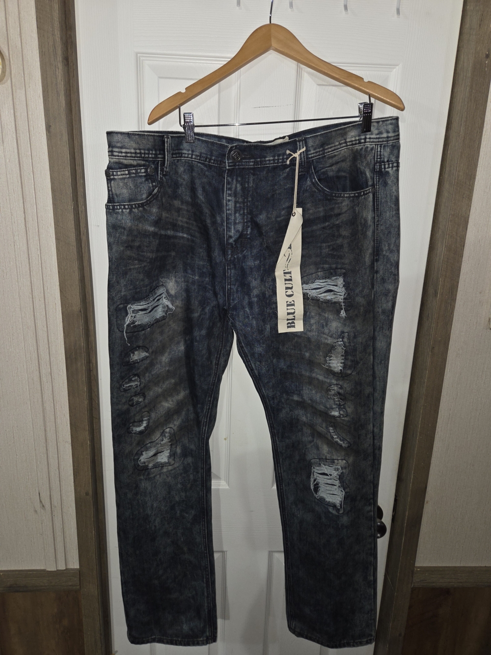 Men's Distressed Washed Black Jeans